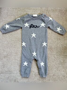 Grey Star Knit Baby One-Piece Bodysuit
